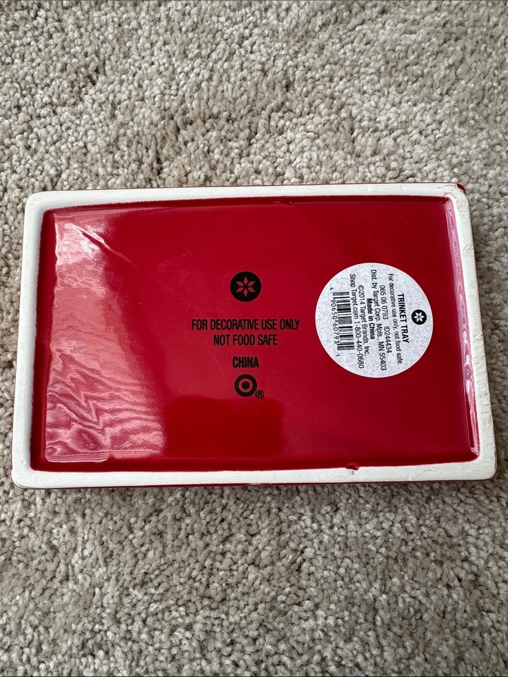 Target Red Ceramic Vanity Trinket  Tray with Quote
